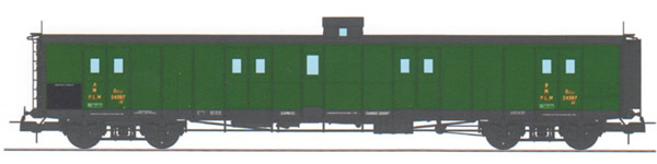 REE Modeles VB-345 - French PLM Railroad Luggage Van, PLM green, Lookout box, Ladder, Black Roof PLM N°24567 Era II